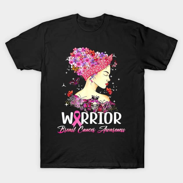 Warrior Breast Cancer Awareness Butterfly Sunflower Women T-Shirt by everetto